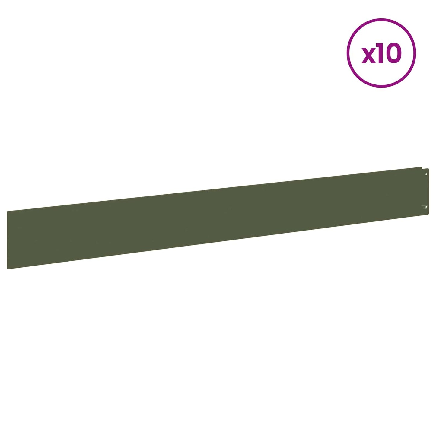 vidaXL Lawn Edging 10 pcs 100 x 12 cm Steel Olive Green 3