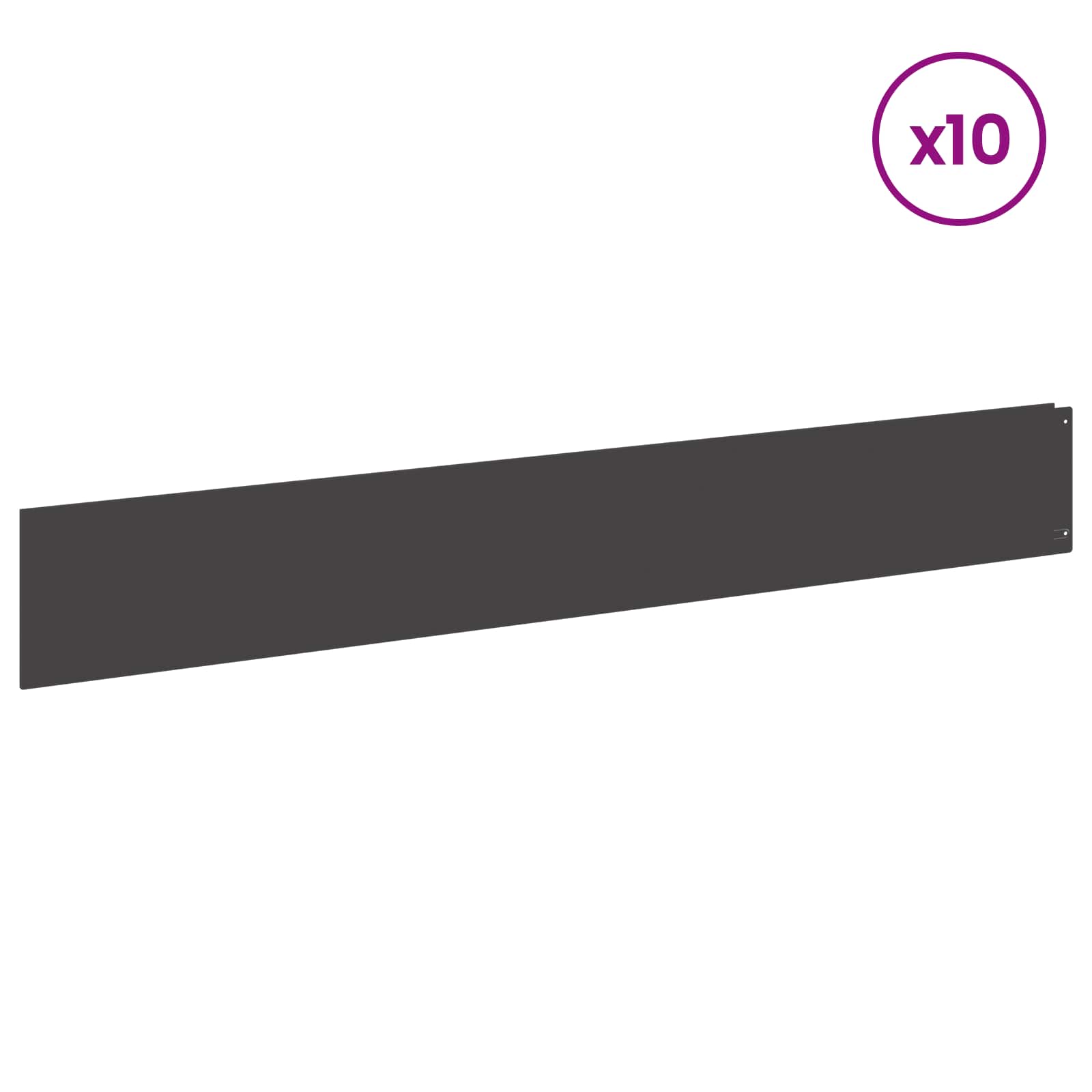 vidaXL Lawn Edge with Top Fold 10 pcs 100x15cm Steel Black 3