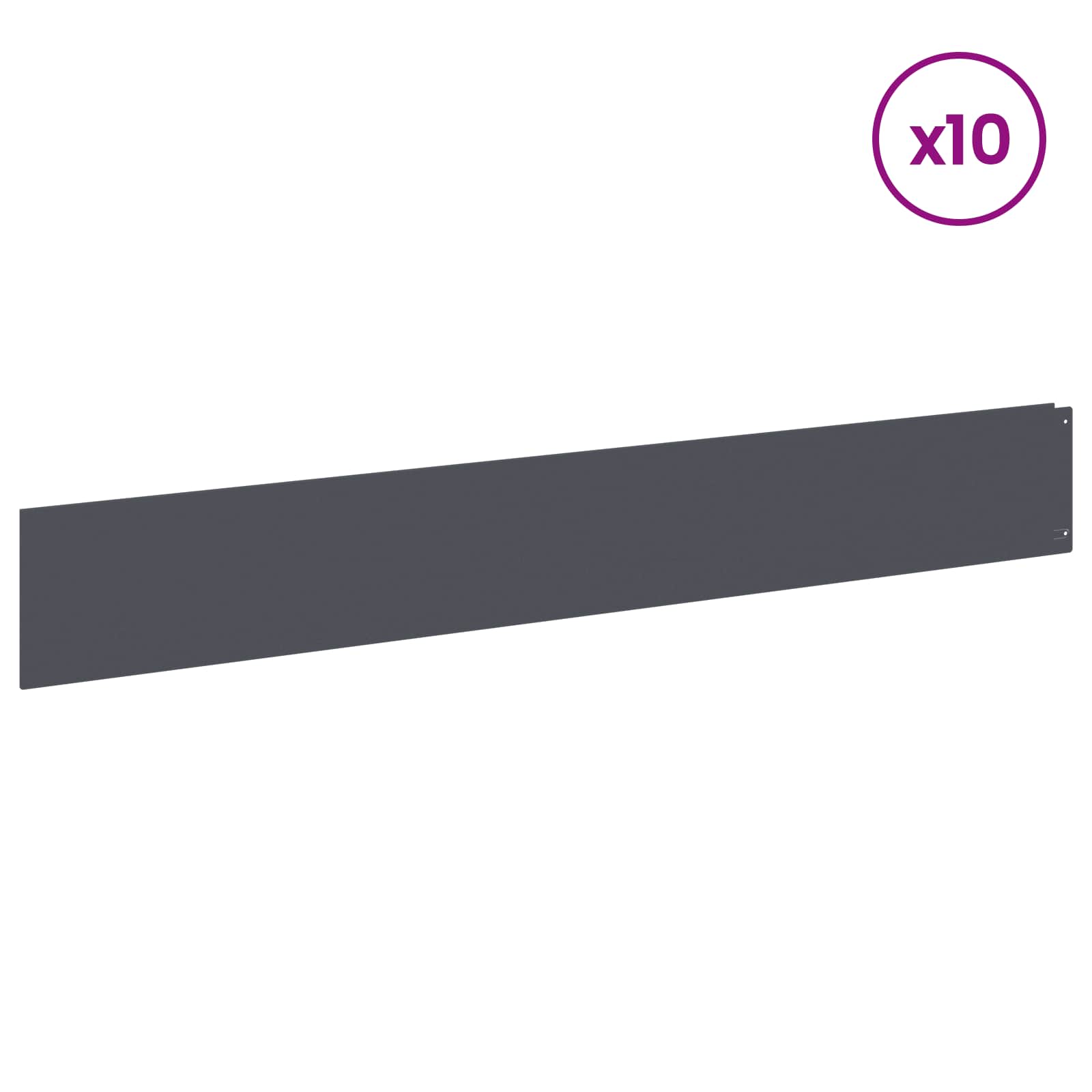 vidaXL Lawn Edging 10 pcs 100 x 15 cm Steel Anthracite 3