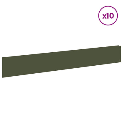 vidaXL Lawn Edging 10 pcs 100 x 15 cm Steel Olive Green 3