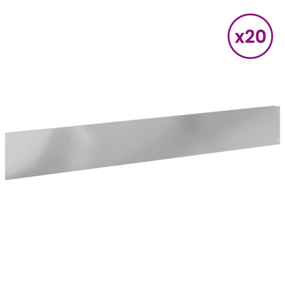 vidaXL Lawn Edging 20 pcs 100 x 15 cm Steel Silver 3
