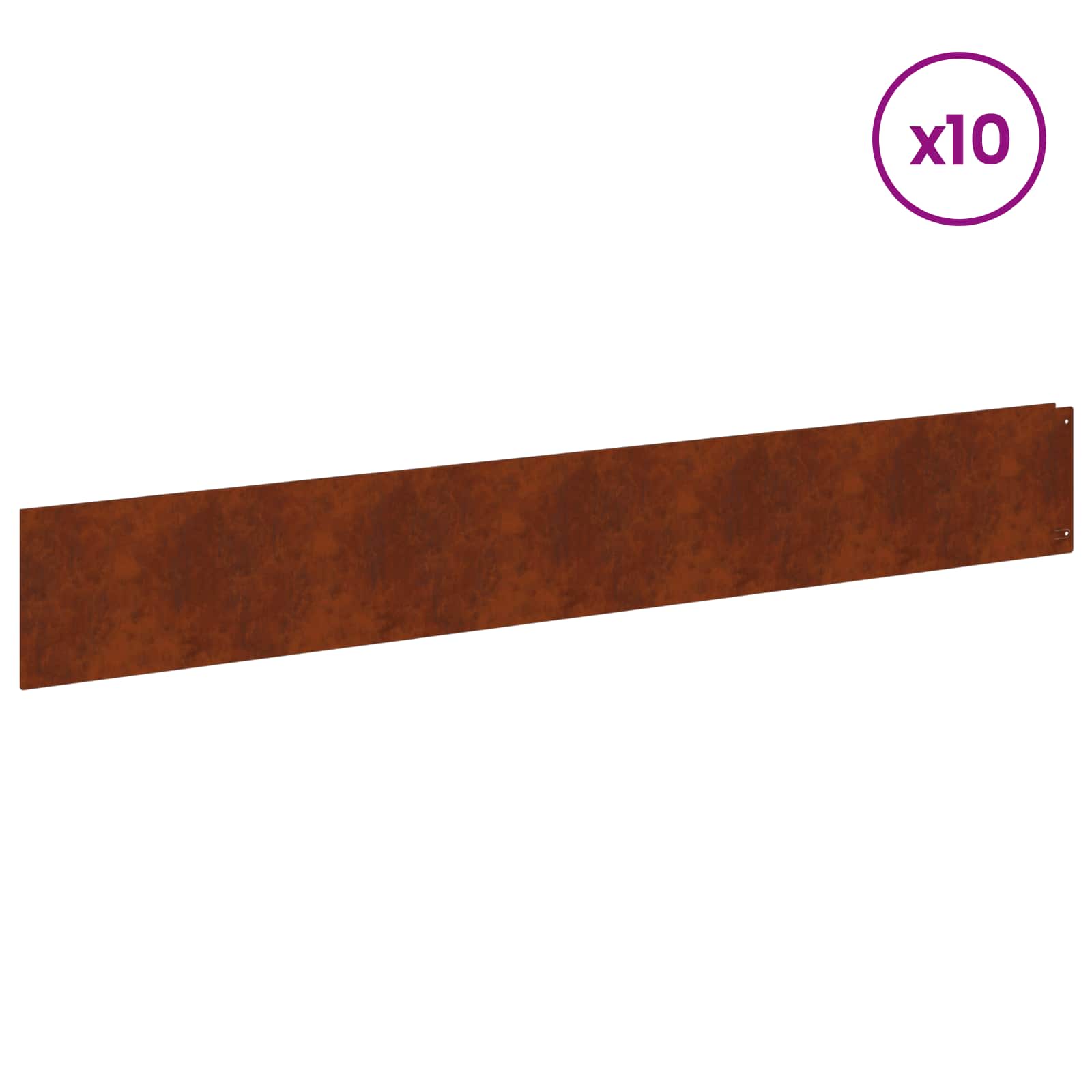 vidaXL Lawn Edge with Top Fold 10 pcs 100x15cm Steel Rusty 3