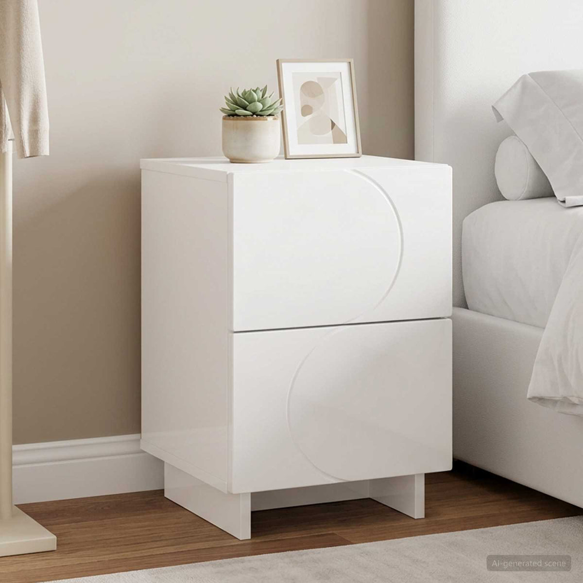 vidaXL Bedside Cabinet High Gloss White 33.5 x 34.5 x 50 cm 1