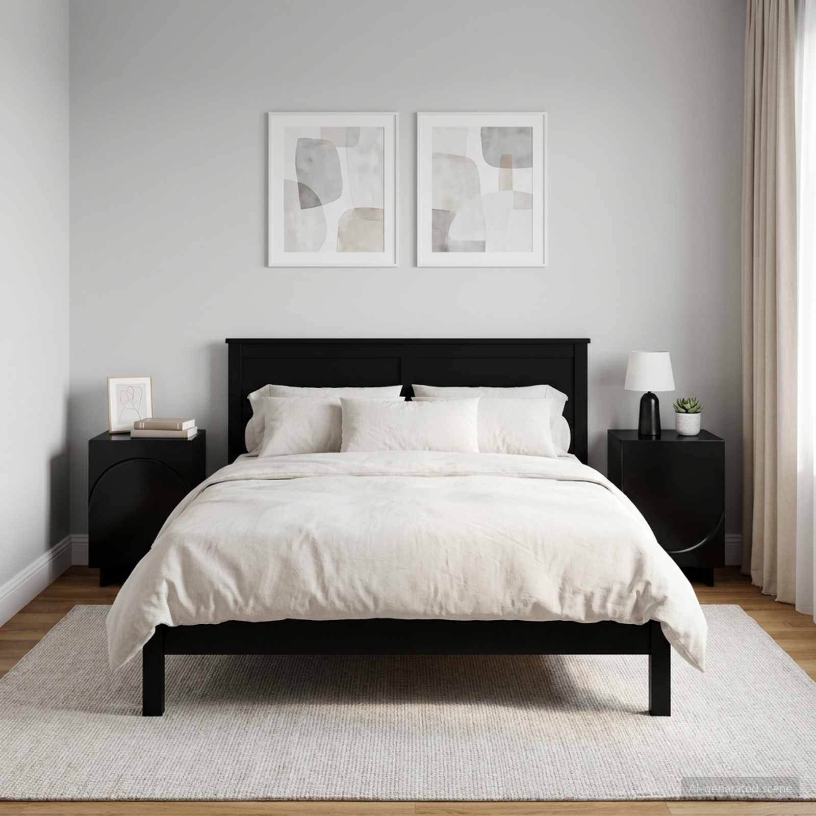 vidaXL Bedside Cabinet 2 pcs Black 33.5 x 34.5 x 50 cm Engineered Wood 1