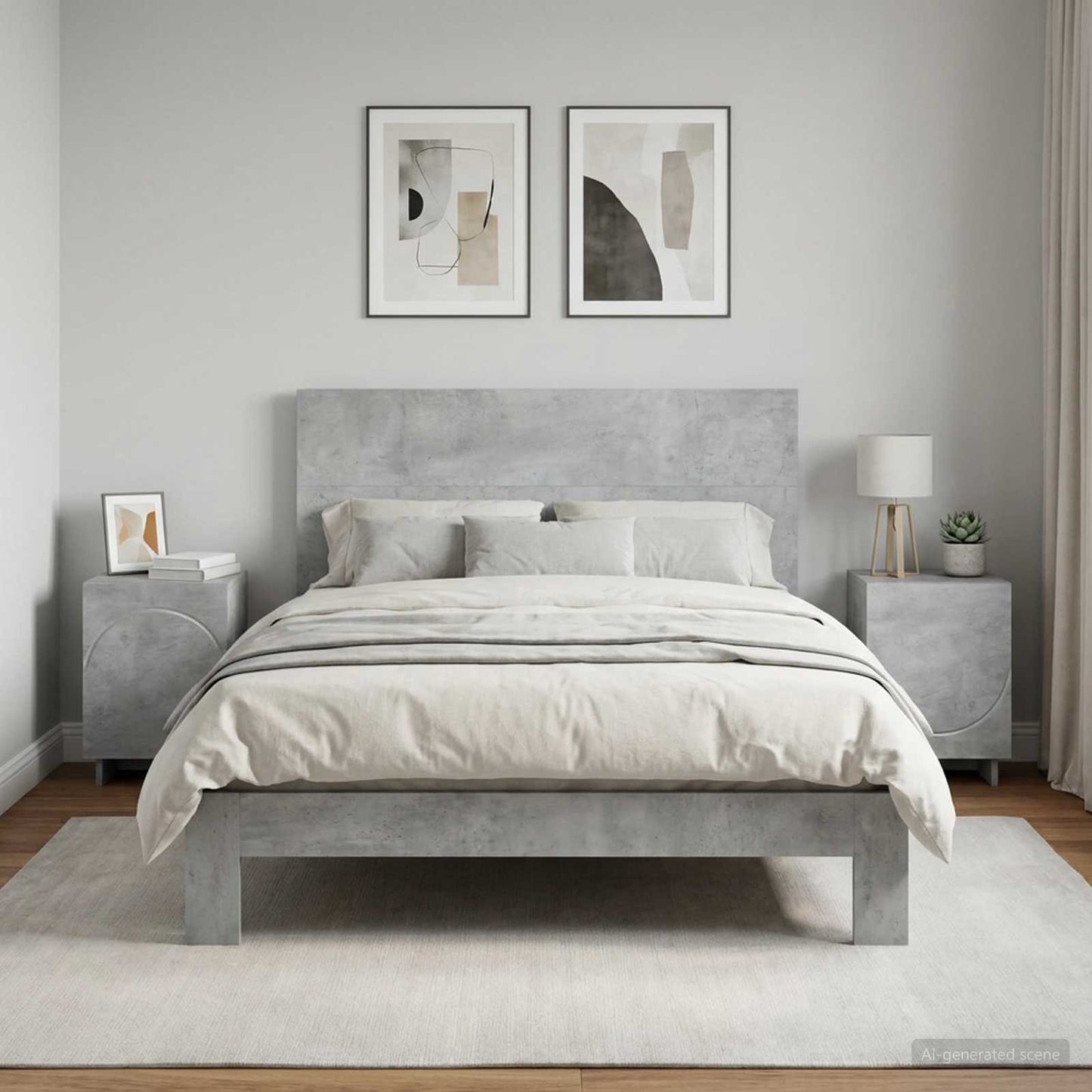 vidaXL Bedside Cabinet 2 pcs Concrete Grey 33.5 x 34.5 x 50 cm 1
