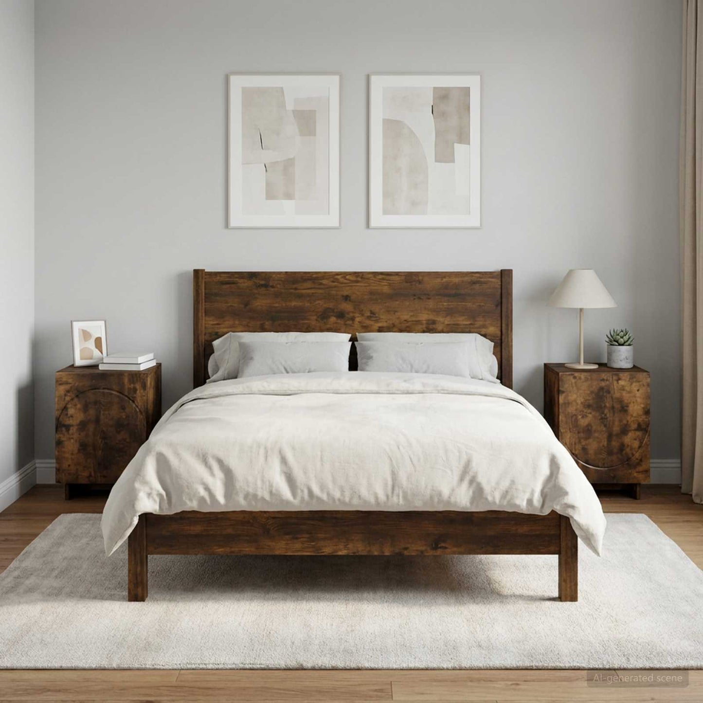 vidaXL Bedside Cabinet 2 pcs Smoked Oak 33.5 x 34.5 x 50 cm 1