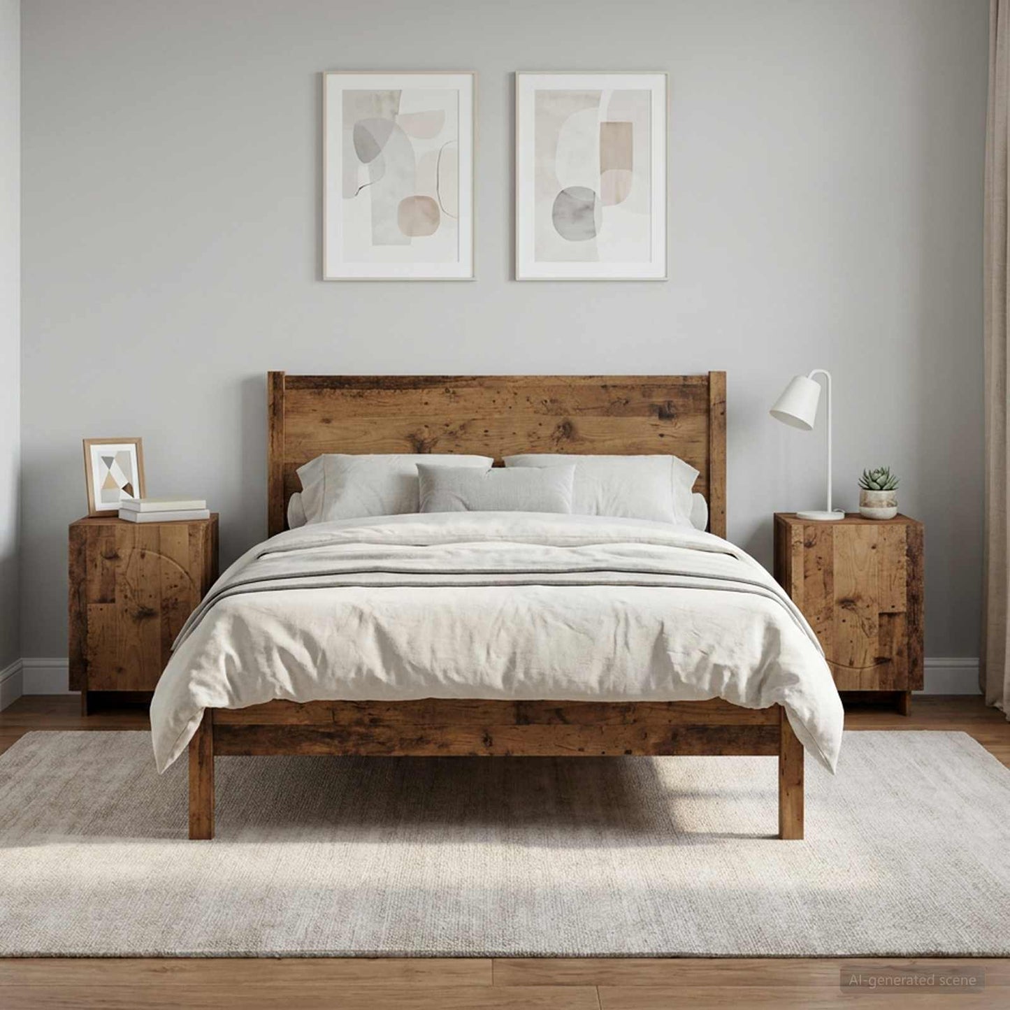 vidaXL Bedside Cabinet 2 pcs Old Wood 33.5 x 34.5 x 50 cm 1