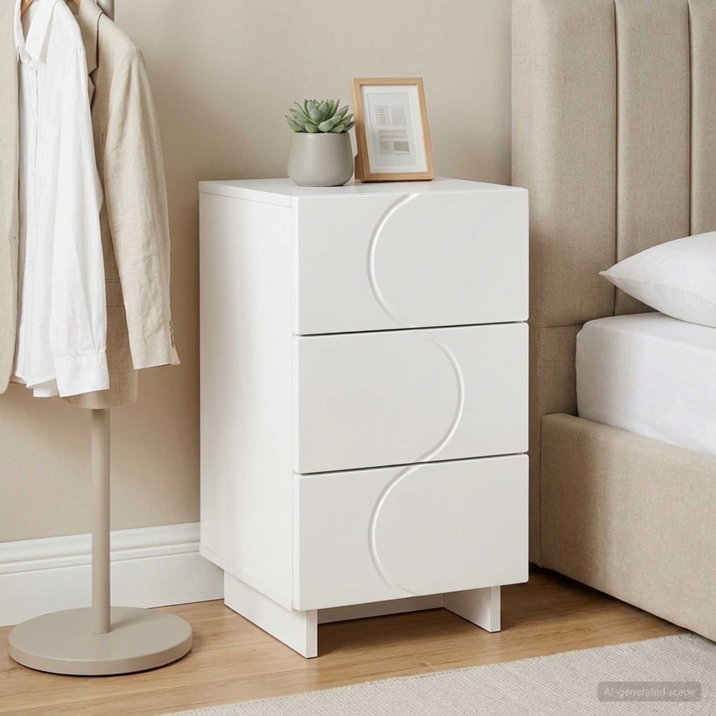 vidaXL Bedside Cabinet White 33.5 x 34.5 x 60 cm Engineered Wood 1