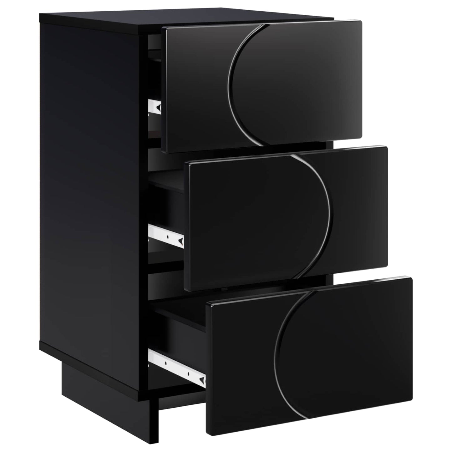 vidaXL Bedside Cabinet Black 33.5 x 34.5 x 60 cm Engineered Wood 3