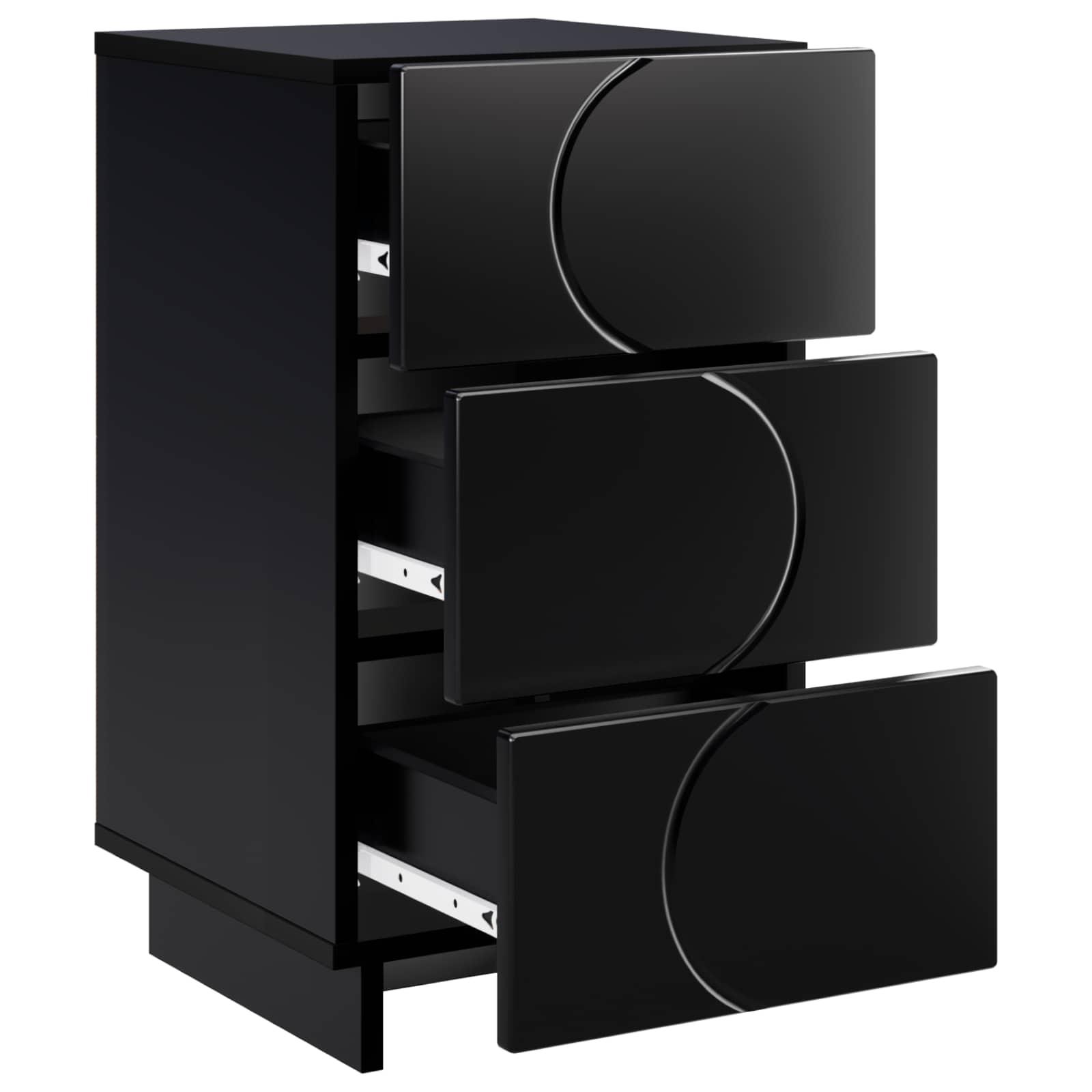vidaXL Bedside Cabinet Black 33.5 x 34.5 x 60 cm Engineered Wood 3