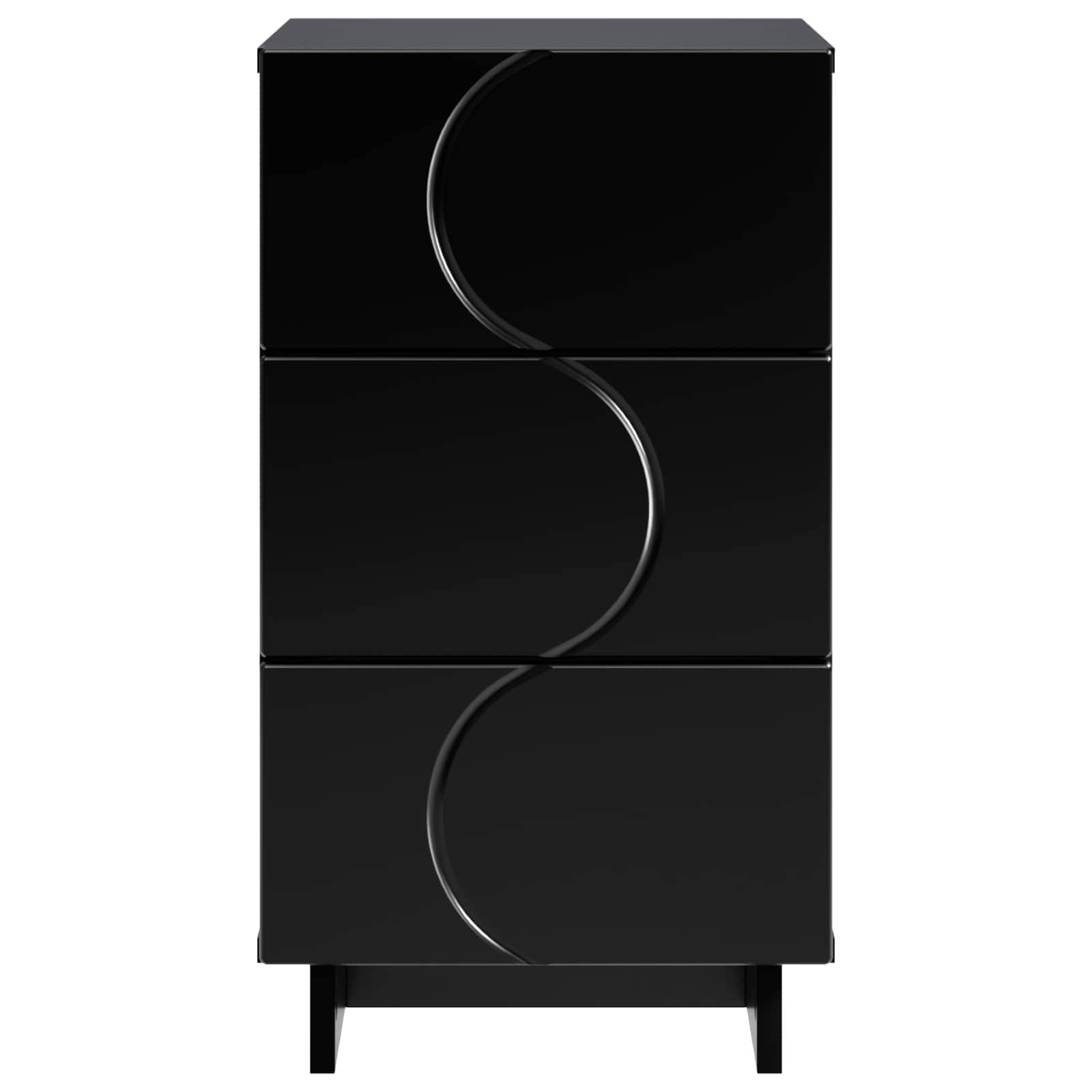 vidaXL Bedside Cabinet Black 33.5 x 34.5 x 60 cm Engineered Wood 4