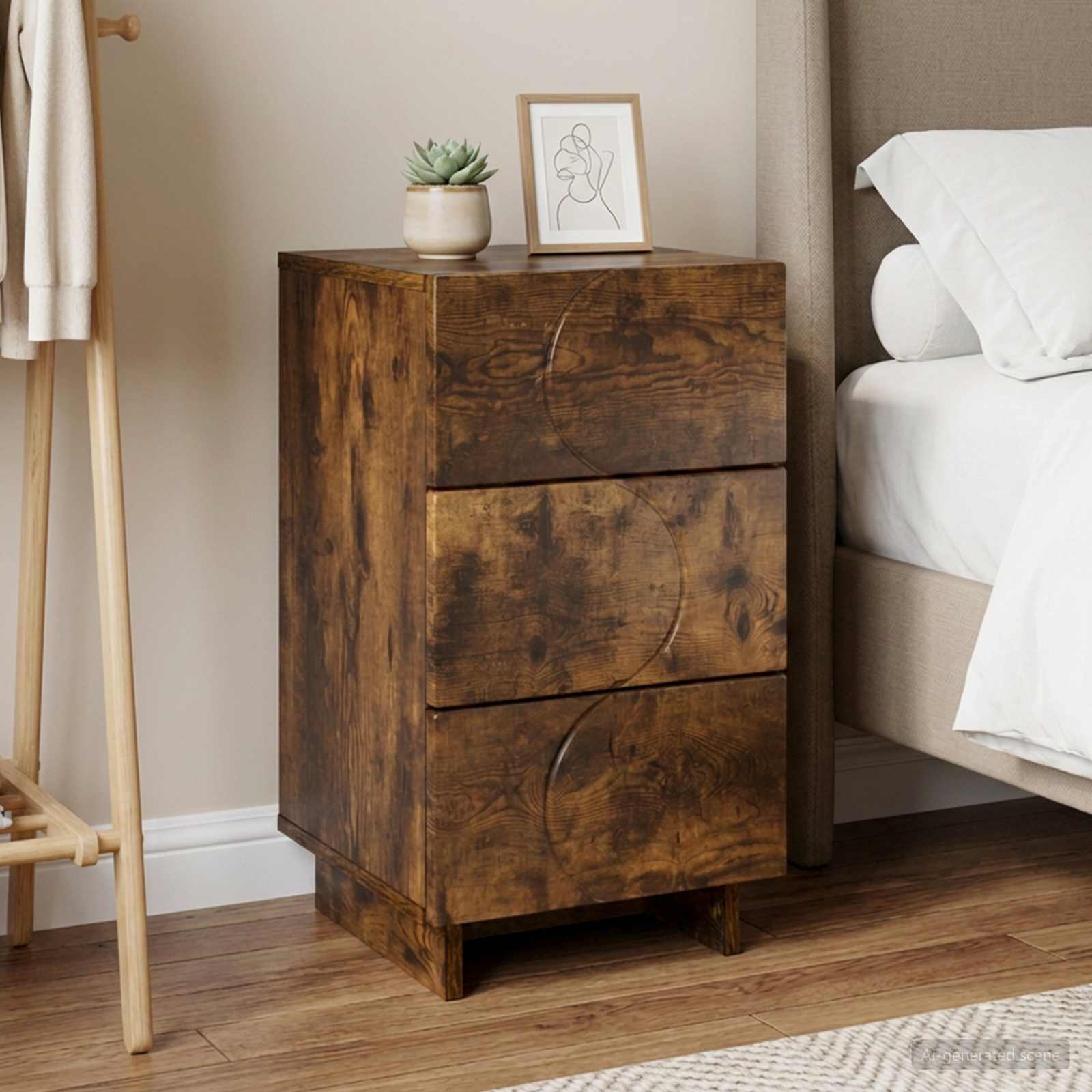 vidaXL Bedside Cabinet Smoked Oak 33.5 x 34.5 x 60 cm Engineered Wood 1