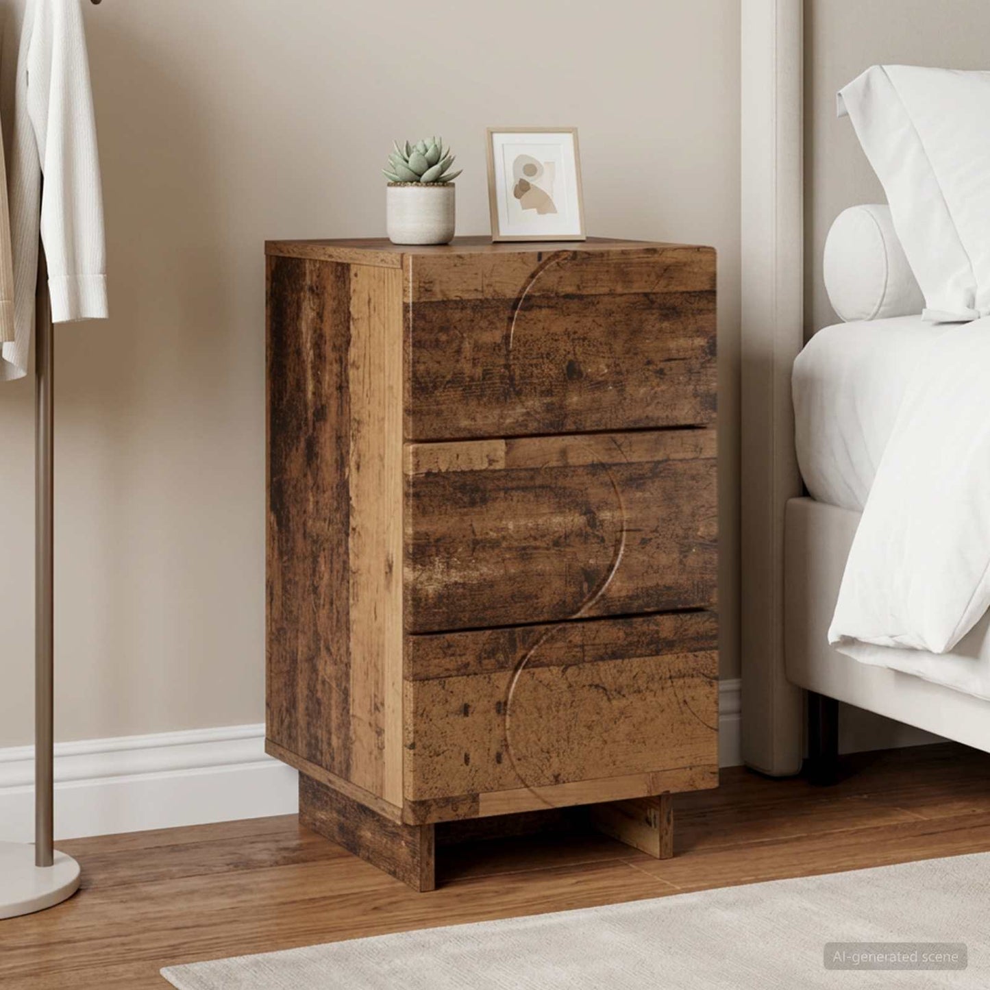 vidaXL Bedside Cabinet Old Wood 33.5 x 34.5 x 60 cm Engineered Wood 1