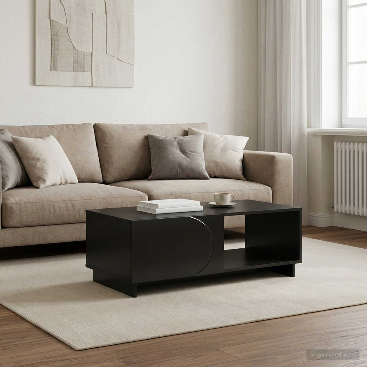vidaXL Coffee Table Black 95 x 50.5 x 35 cm Engineered Wood 1