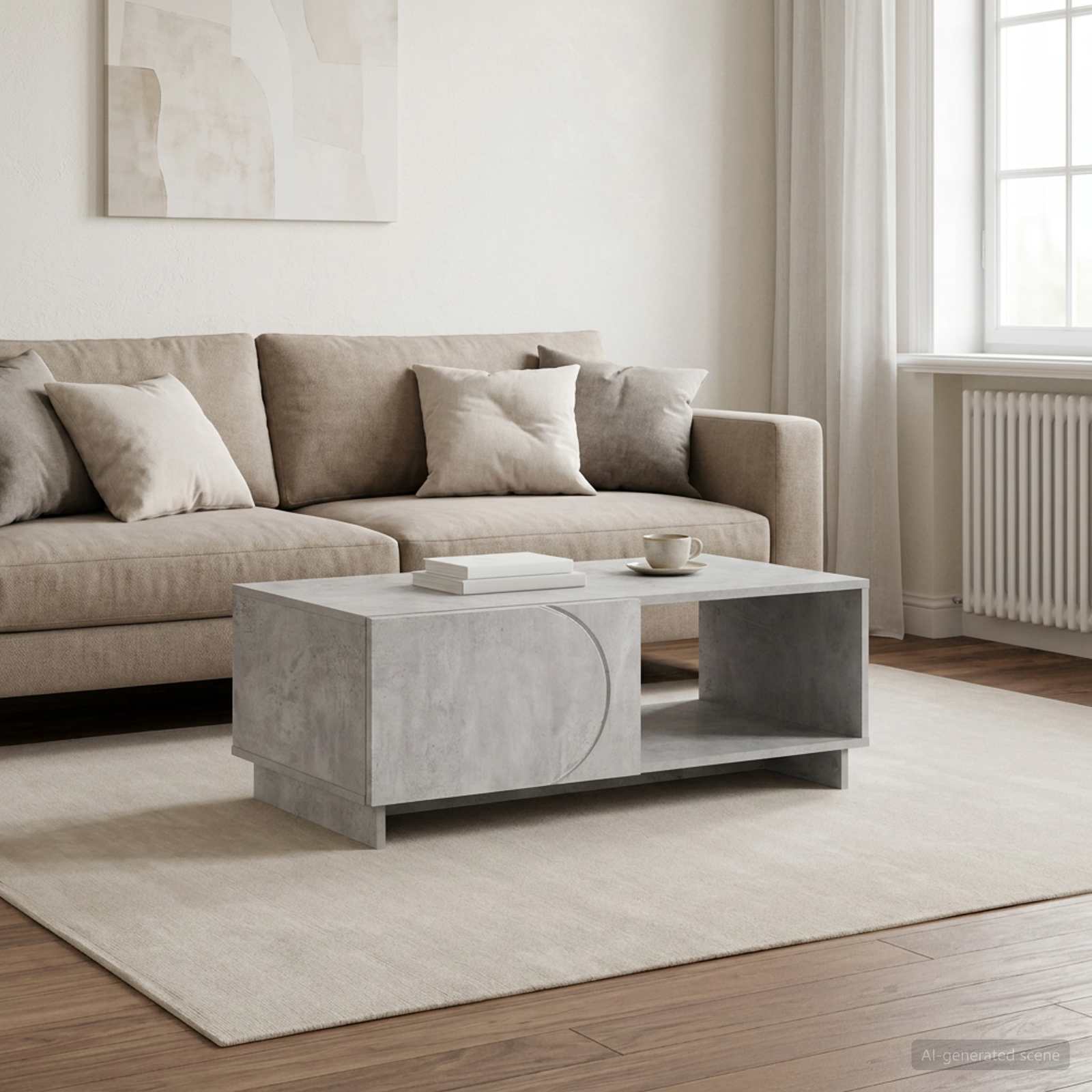 vidaXL Coffee Table Concrete Grey 95 x 50.5 x 35 cm Engineered Wood 1
