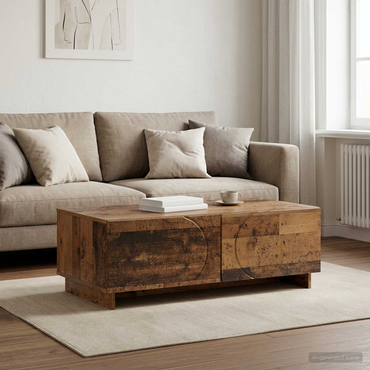 Coffee Table 102 x 50.5 x 35 cm Engineered Wood Old wood