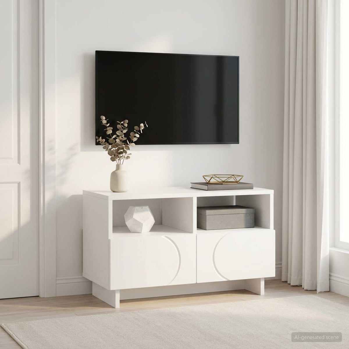 vidaXL TV Stand 60 x 34.5 x 40 cm White Engineered Wood 1
