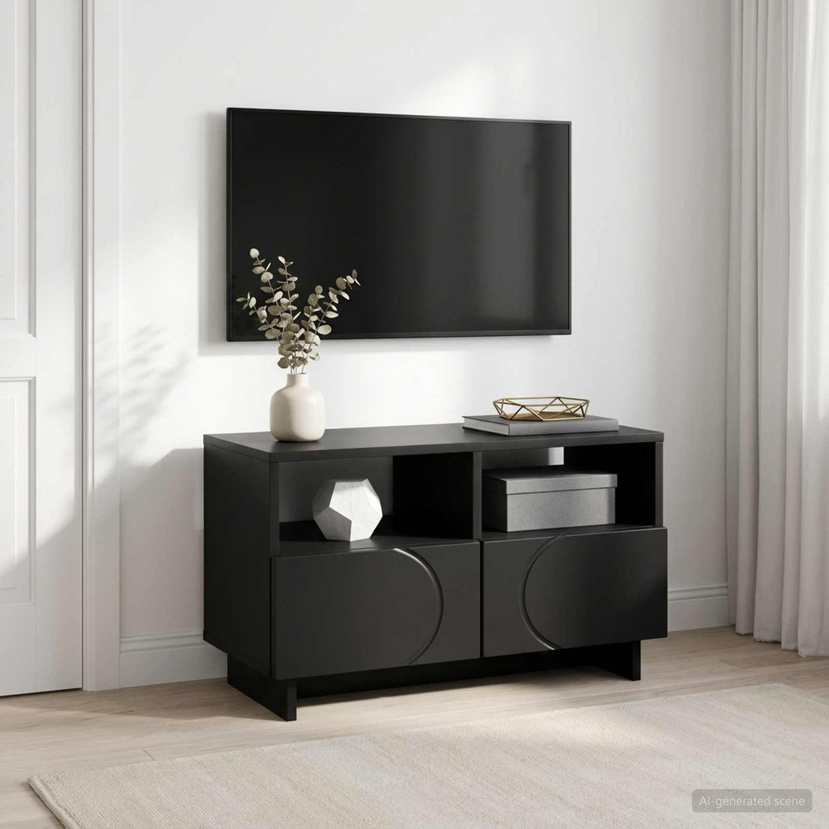 vidaXL TV Stand 60 x 34.5 x 40 cm Black Engineered Wood 1