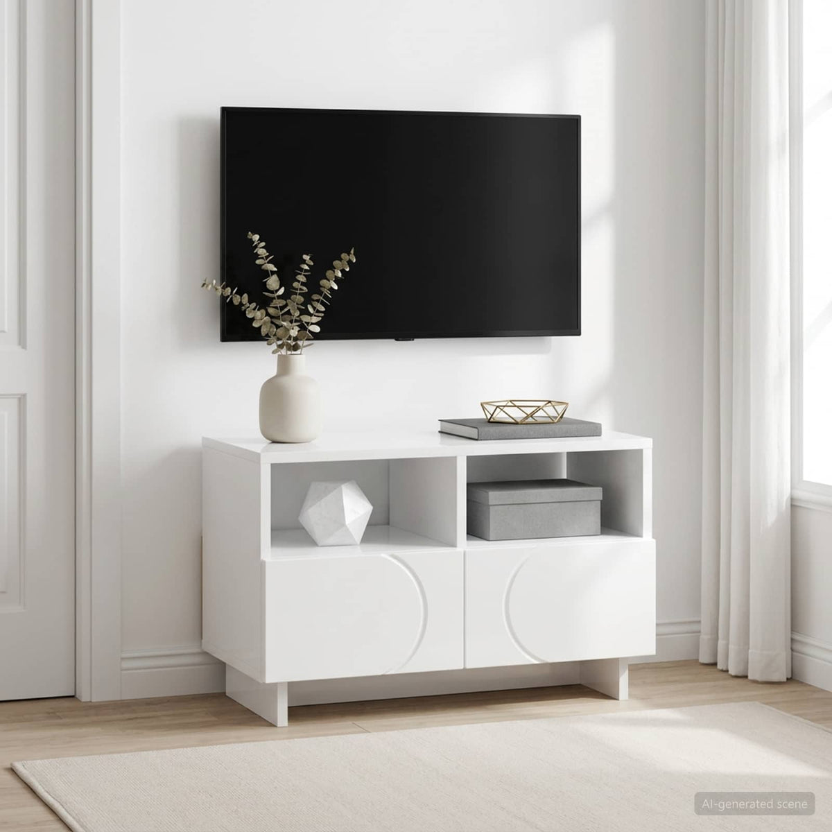 TV Stand Engineered Wood High gloss white 60 x 34.5 x 40 cm
