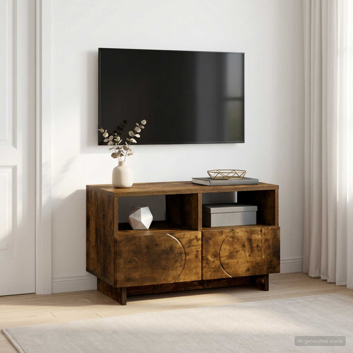 vidaXL TV Stand 60 x 34.5 x 40 cm Smoked Oak Engineered Wood 1