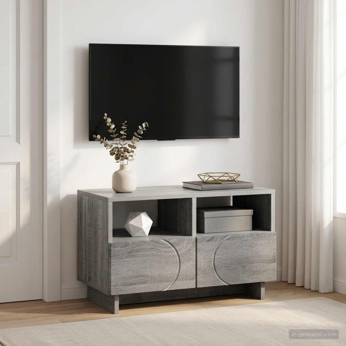 vidaXL TV Stand 60 x 34.5 x 40 cm Grey Sonoma Engineered Wood 1