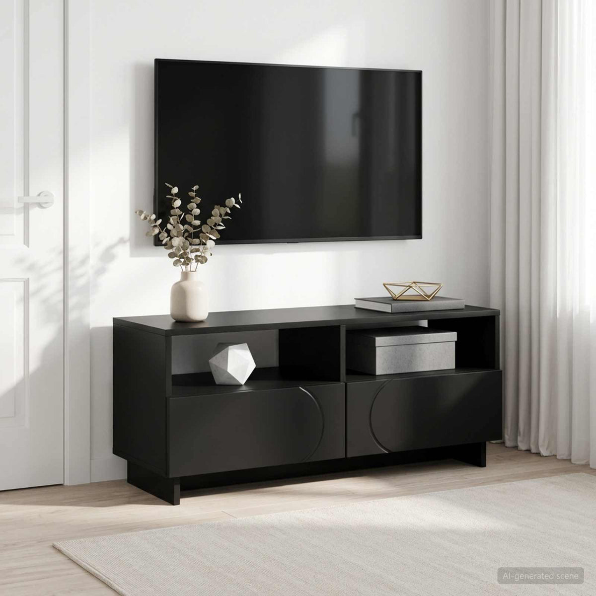 TV Stand Engineered Wood Black 90 x 34.5 x 40 cm