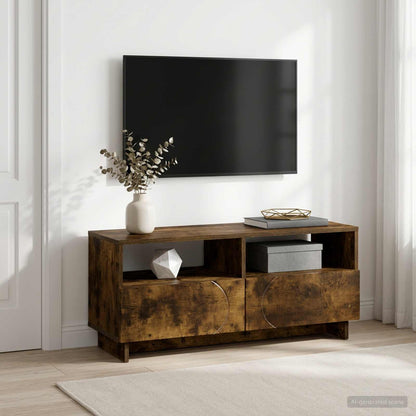 vidaXL TV Stand 90 x 34.5 x 40 cm Smoked Oak Engineered Wood 1