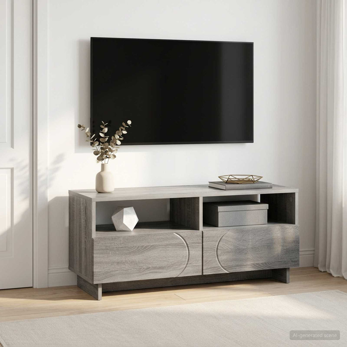 vidaXL TV Stand 90 x 34.5 x 40 cm Grey Sonoma Engineered Wood 1