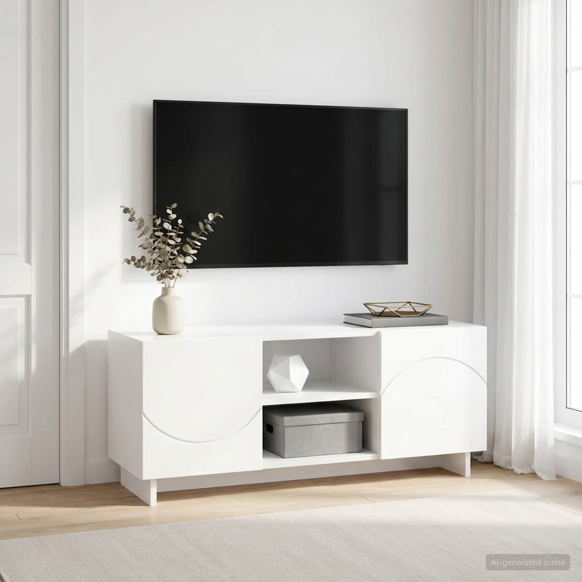 vidaXL TV Stand 90 x 34.5 x 40 cm White Engineered Wood 1