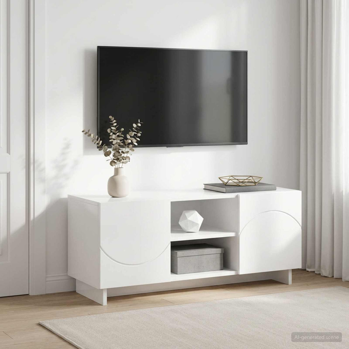 vidaXL TV Stand 90 x 34.5 x 40 cm High Gloss White Engineered Wood 1