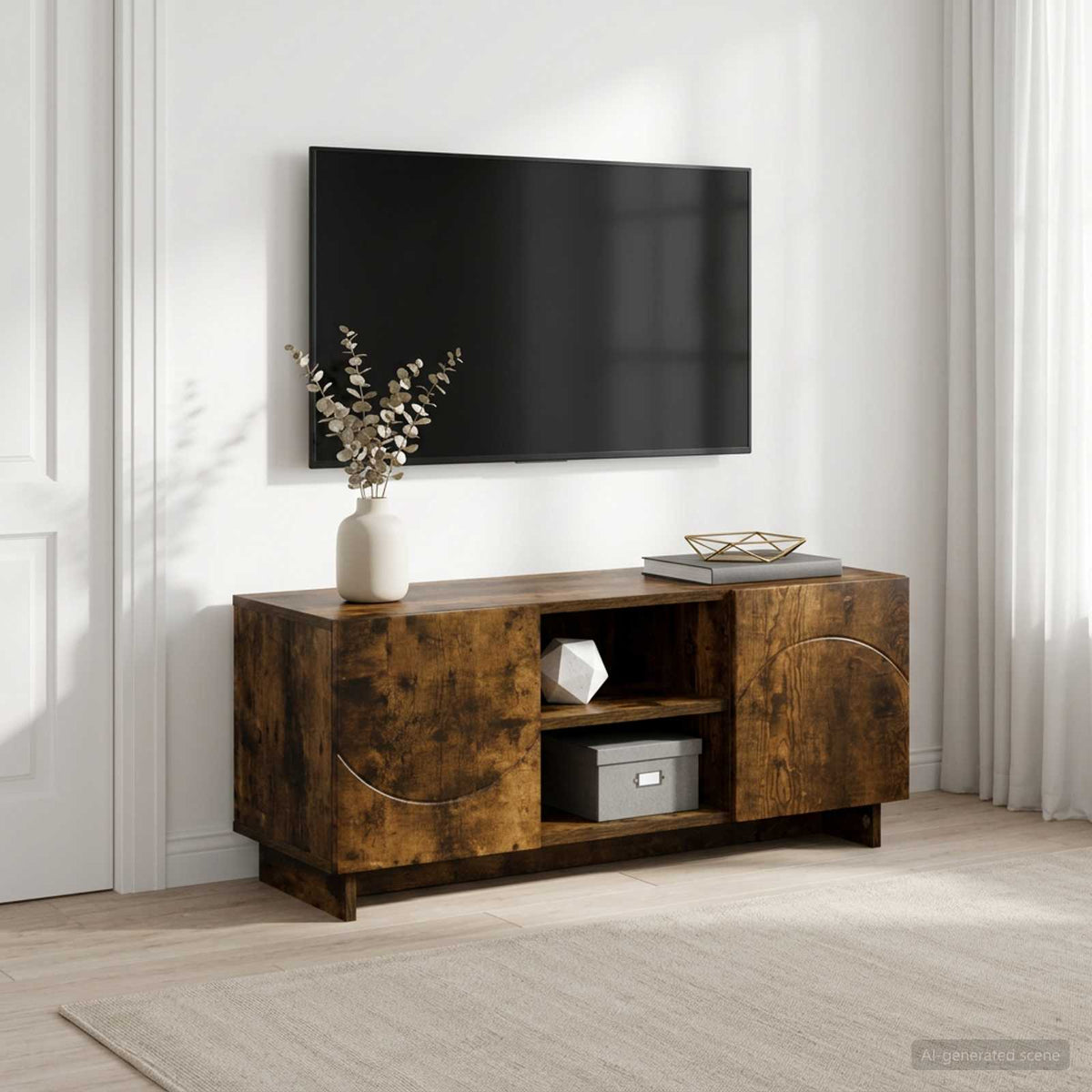 vidaXL TV Stand 90 x 34.5 x 40 cm Smoked Oak Engineered Wood 1
