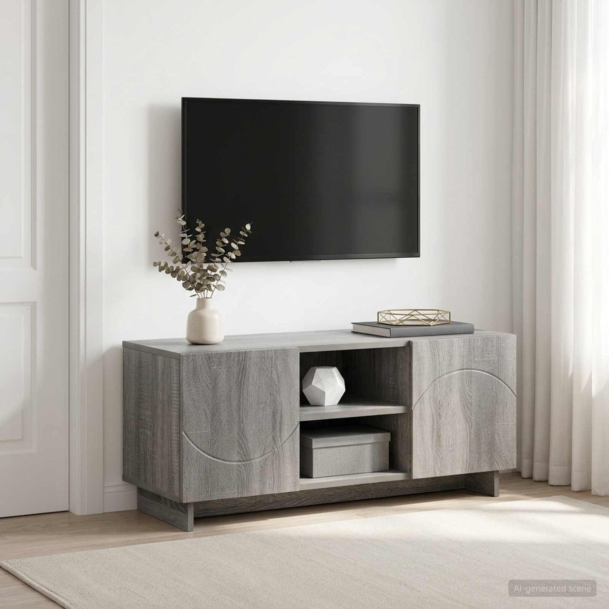 vidaXL TV Stand 90 x 34.5 x 40 cm Grey Sonoma Engineered Wood 1