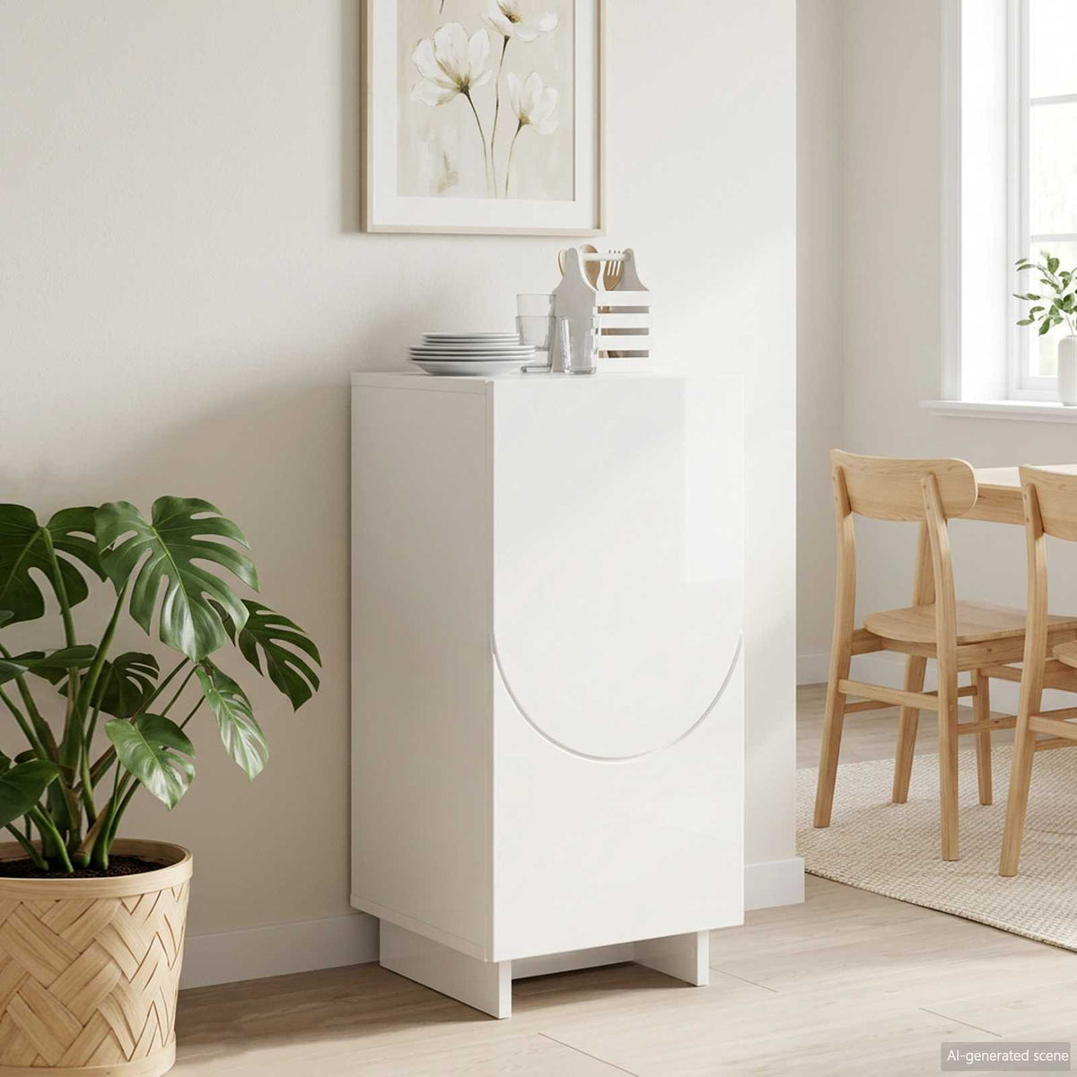 vidaXL Sideboard High Gloss White 33.5 x 34.5 x 75 cm Engineered Wood 1