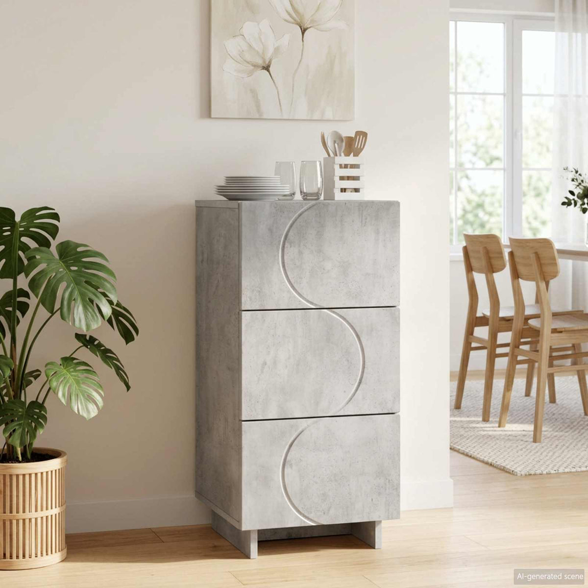 vidaXL Sideboard Concrete Grey 33.5 x 34.5 x 75 cm Engineered Wood 1