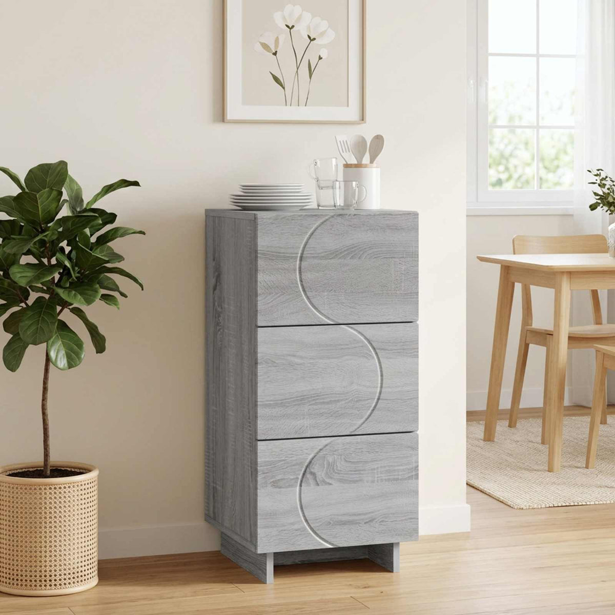 vidaXL Sideboard Grey Sonoma 33.5 x 34.5 x 75 cm Engineered Wood 1