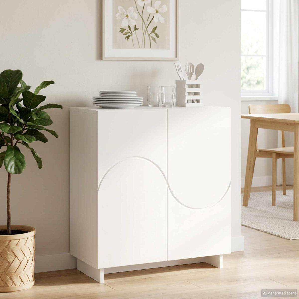 vidaXL Sideboard White 67 x 34.5 x 75 cm Engineered Wood 1