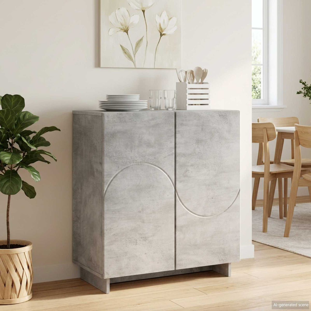 vidaXL Sideboard Concrete Grey 67 x 34.5 x 75 cm Engineered Wood 1