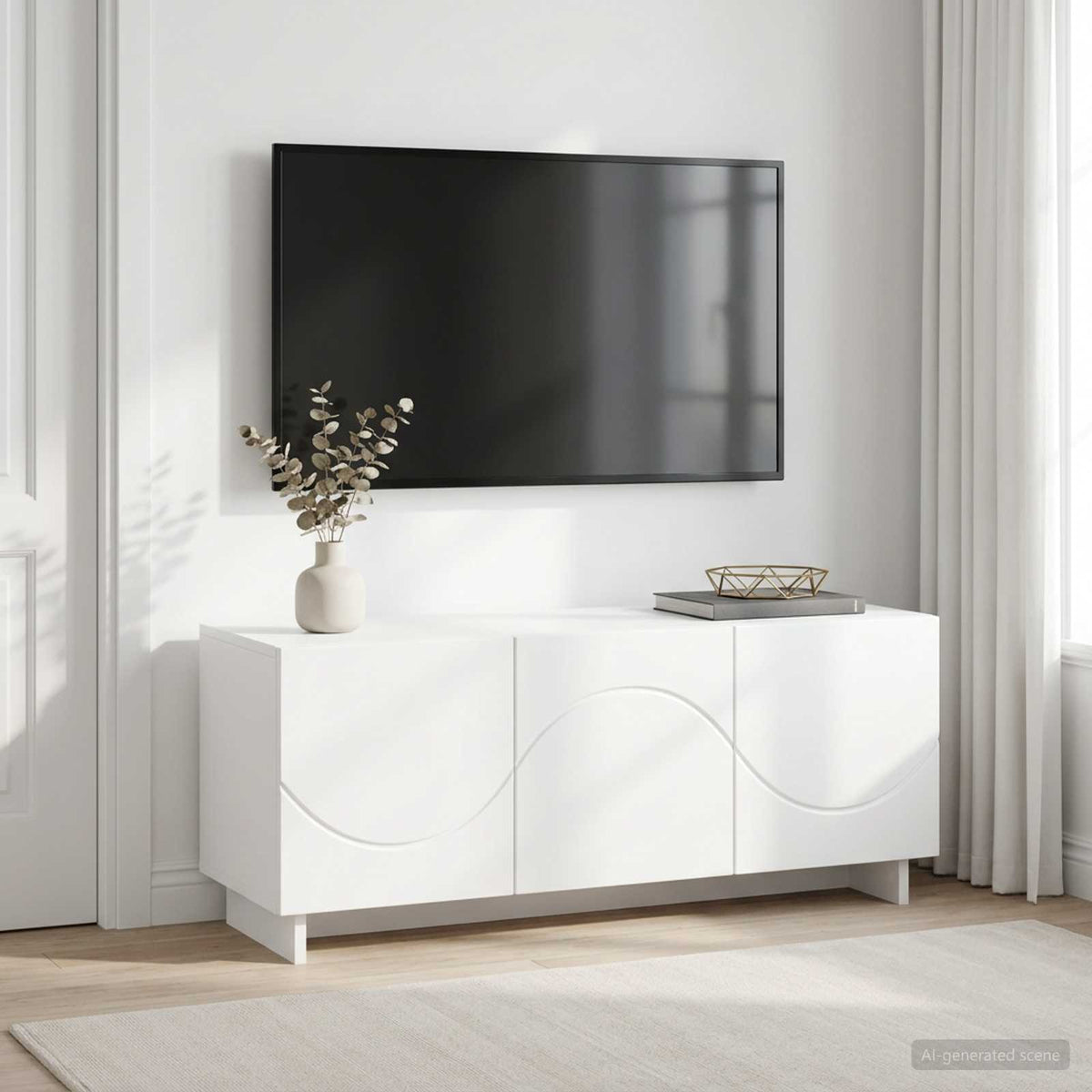 vidaXL TV Stand 90 x 34.5 x 40 cm White Engineered Wood 1