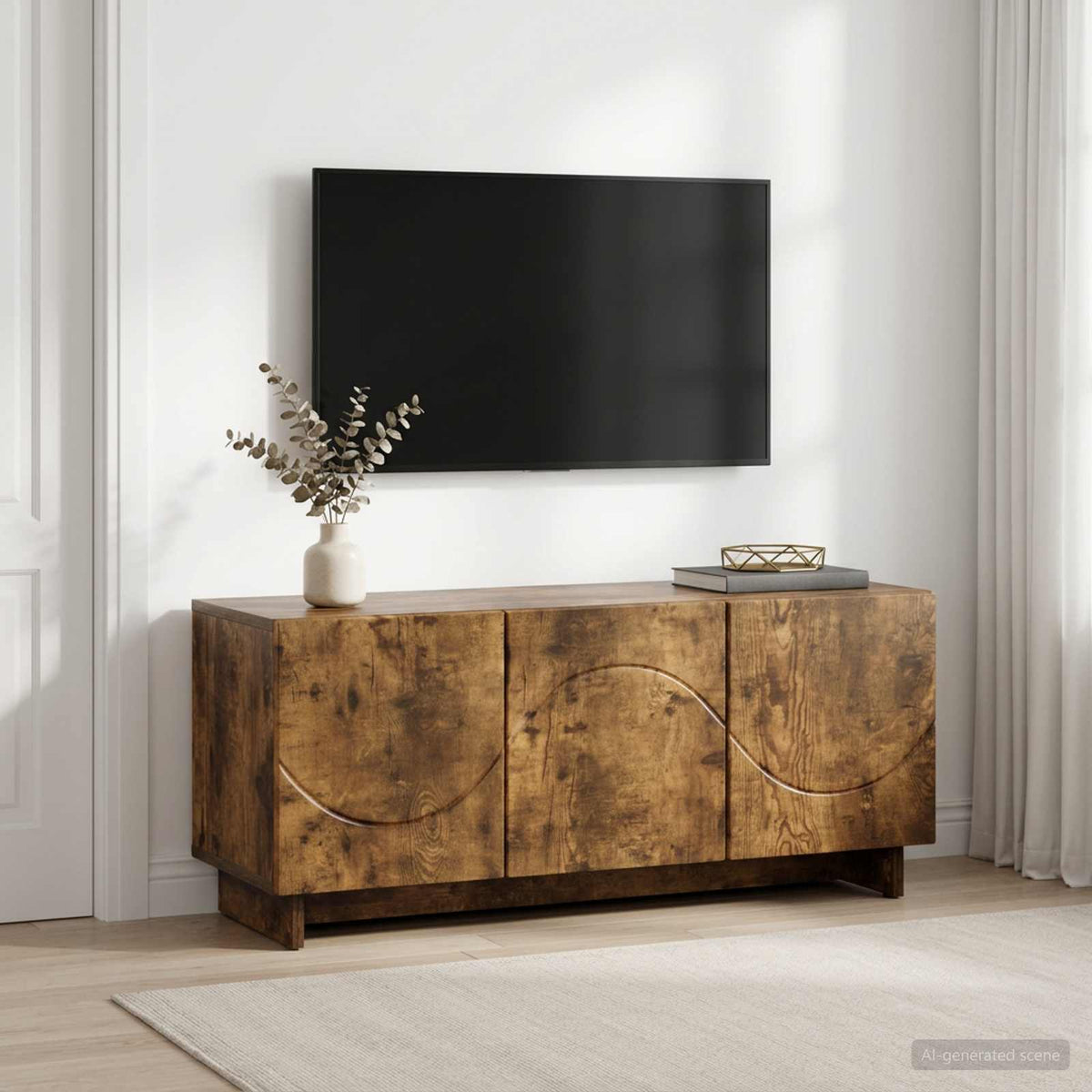 vidaXL TV Stand 90 x 34.5 x 40 cm Smoked Oak Engineered Wood 1