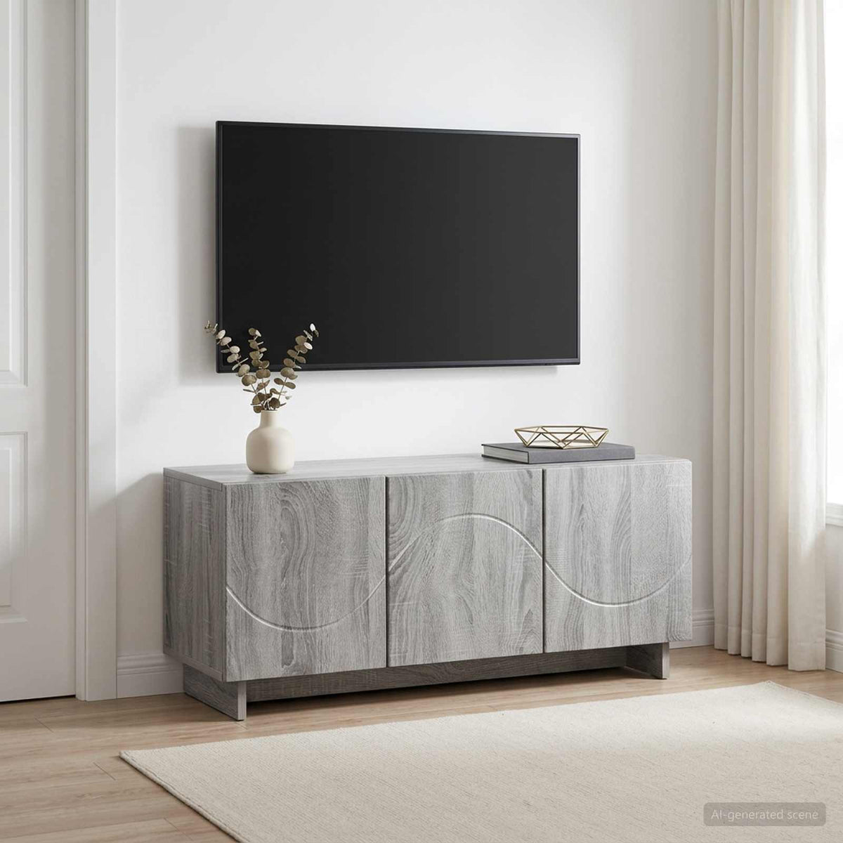 vidaXL TV Stand 90 x 34.5 x 40 cm Grey Sonoma Engineered Wood 1