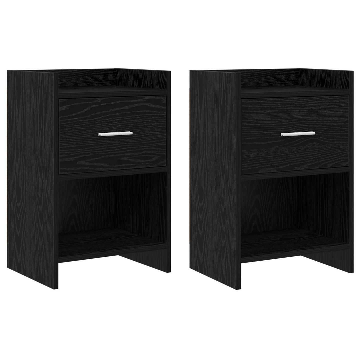 vidaXL Bedside Tables 2 pcs Black Oak 40 x 30 x 60 cm Engineered Wood 1