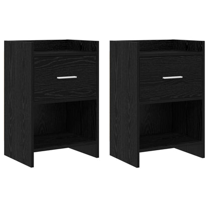 vidaXL Bedside Tables 2 pcs Black Oak 40 x 30 x 60 cm Engineered Wood 1