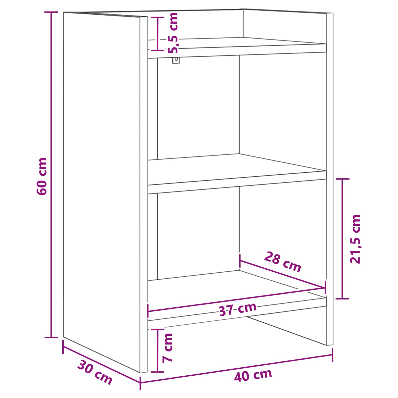 vidaXL Bedside Tables 2 pcs Black Oak 40 x 30 x 60 cm Engineered Wood 5