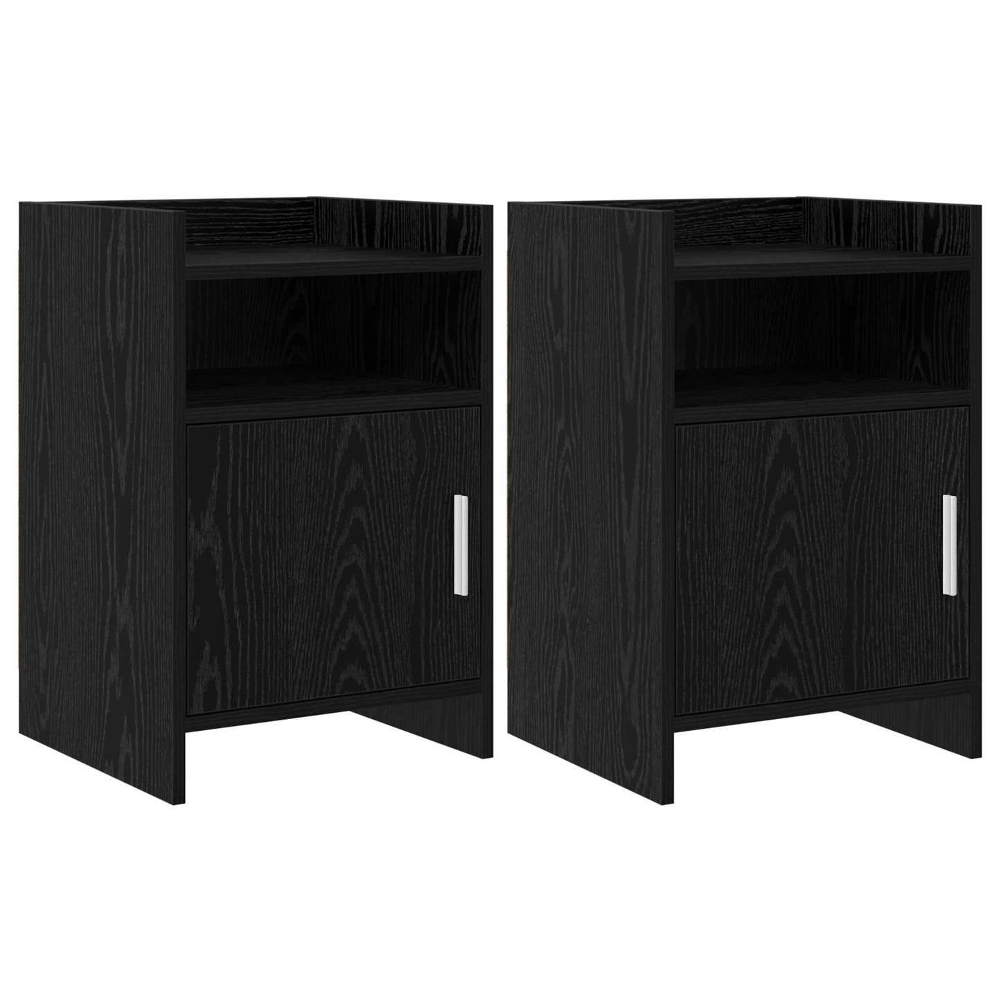 vidaXL Bedside Tables 2 pcs Black Oak 40 x 36 x 60 cm Engineered Wood 1