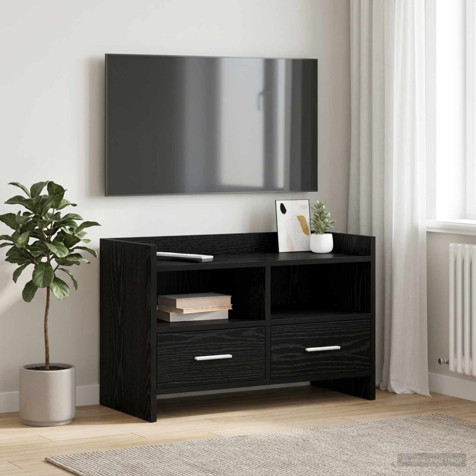 vidaXL TV Cabinet 71.5 x 33 x 47 cm Black Oak Engineered Wood 1