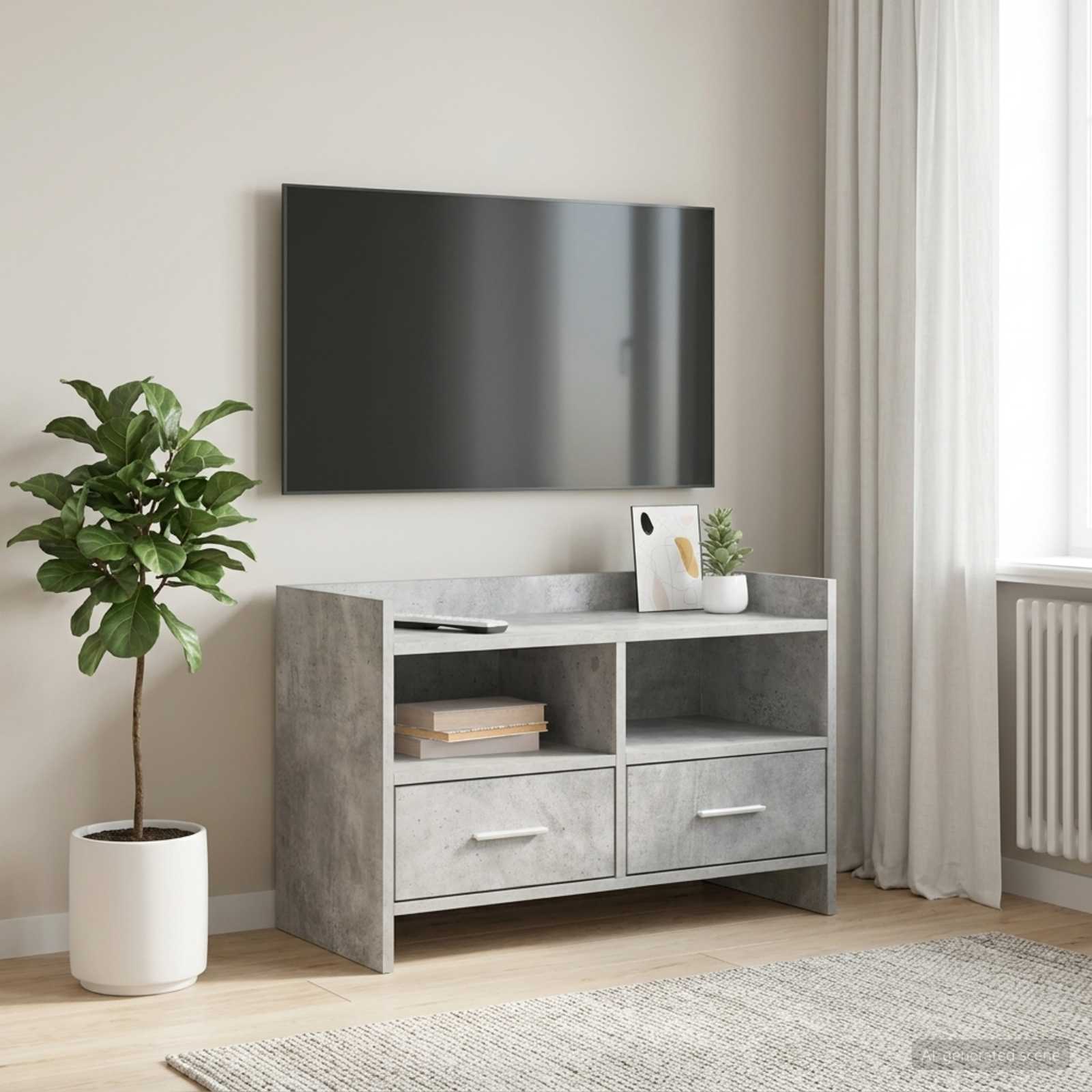 vidaXL TV Cabinet 71.5 x 33 x 47 cm Concrete Grey Engineered Wood 1