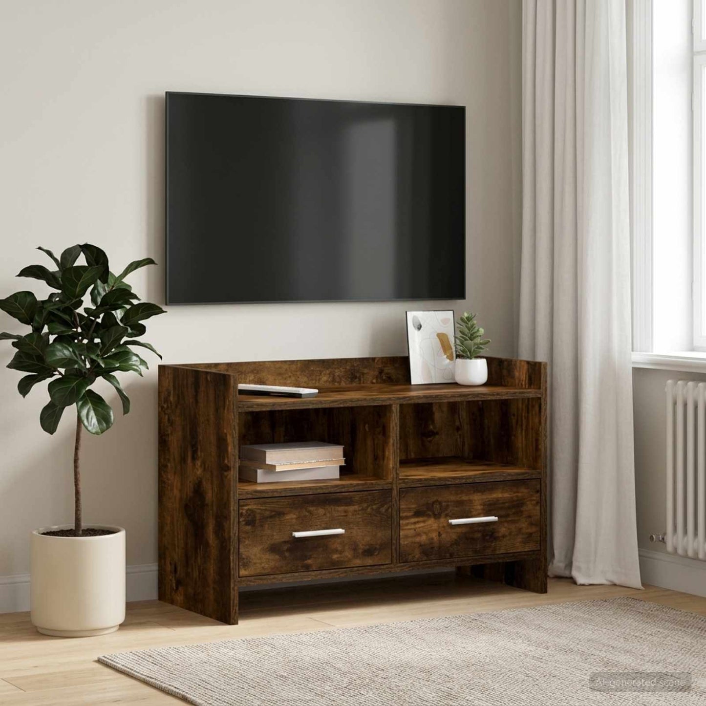 vidaXL TV Cabinet 71.5 x 33 x 47 cm Smoked Oak Engineered Wood 1