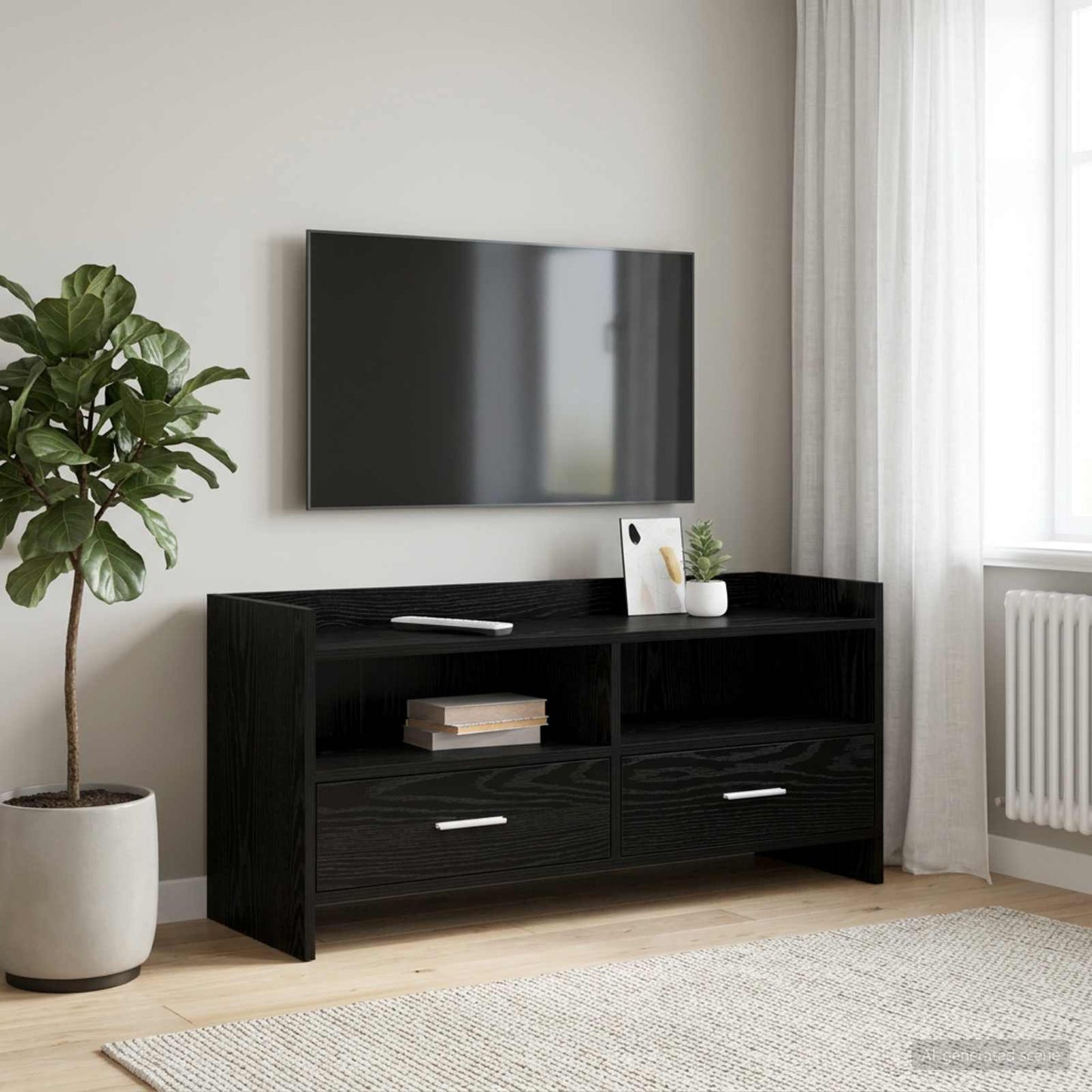 vidaXL TV Cabinet 100 x 33 x 47 cm Black Oak Engineered Wood 1
