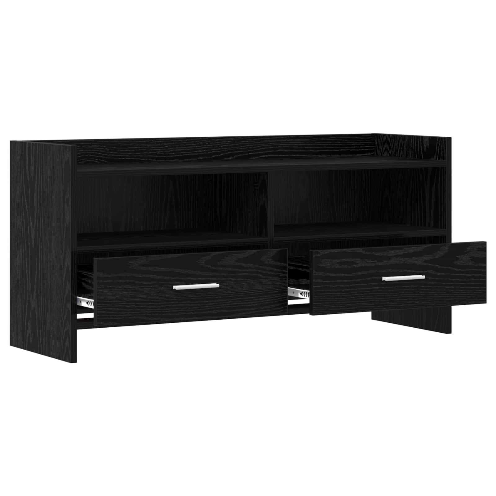 vidaXL TV Cabinet 100 x 33 x 47 cm Black Oak Engineered Wood 4
