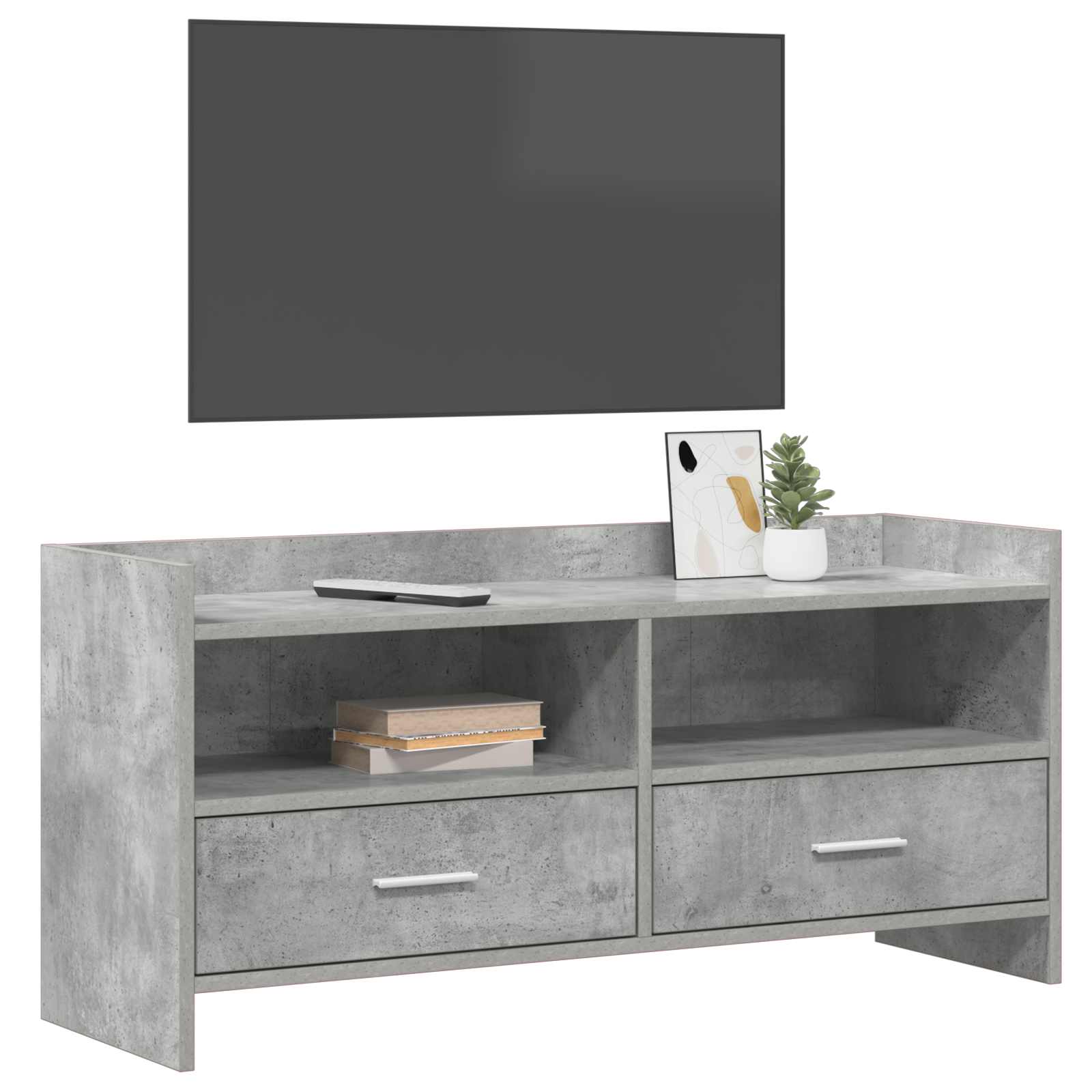 vidaXL TV Cabinet 100 x 33 x 47 cm Concrete Grey Engineered Wood 3
